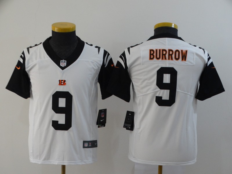 Youth Cincinnati Bengals #9 Burrow white Nike Vapor Untouchable Stitched Limited NFL Jerseys